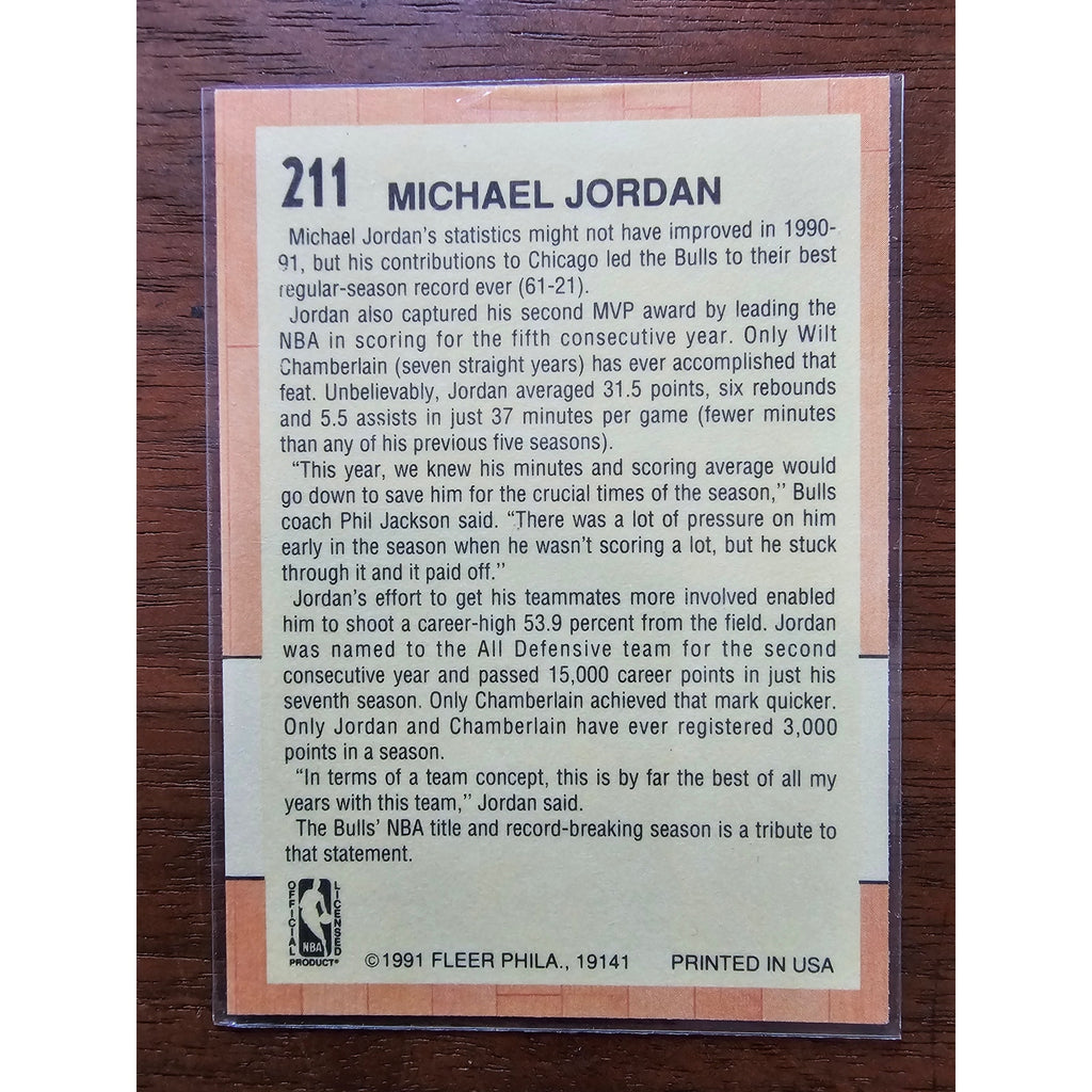 Michael Jordan 1991-1992 Fleer #211 - All Star - Chicago Bulls - Fresh Pull