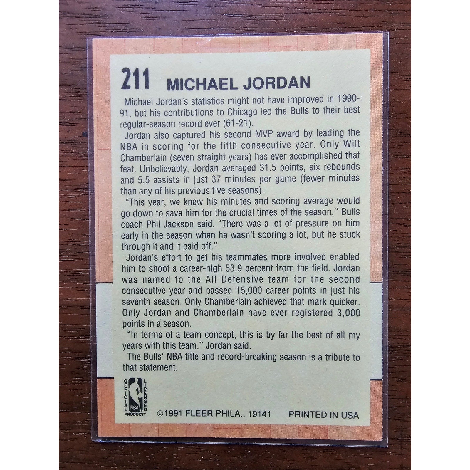 Michael Jordan 1991-1992 Fleer #211 - All Star - Chicago Bulls - Fresh Pull