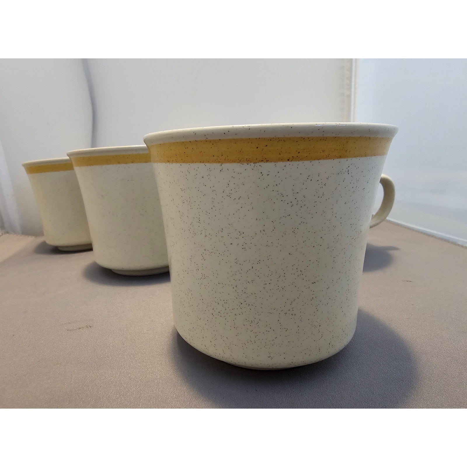 Lot of 6 Vintage Garden Festival Stoneware Beige/Yellow Coffee Cup/Mug - Japan