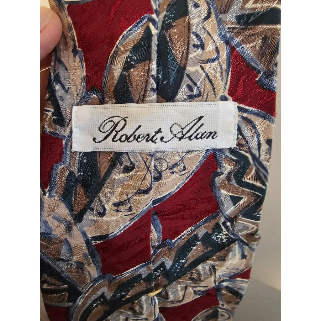 Vintage Robert Alan Men's Necktie - Red w/Pattern - 56" x 3-3/4"