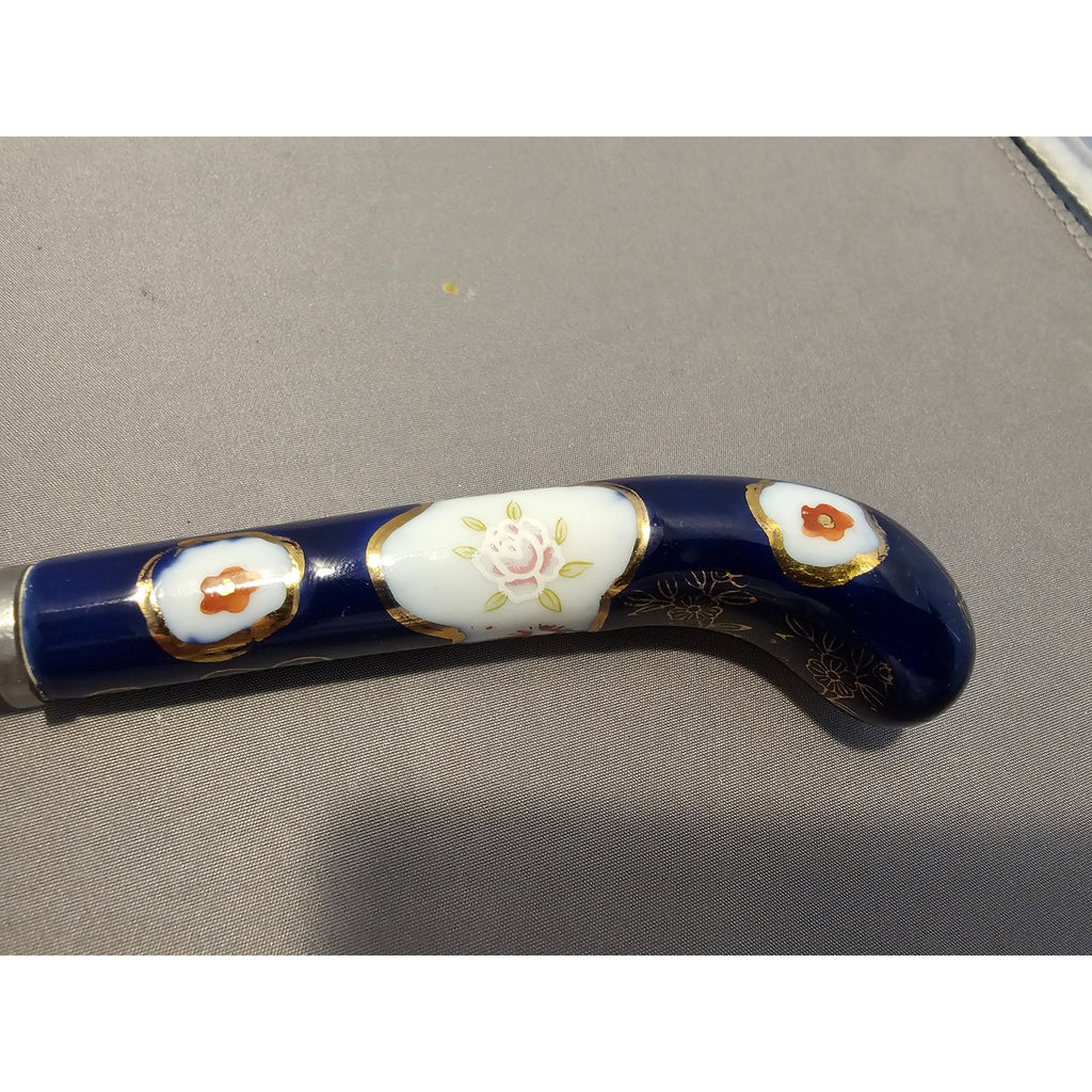 Vintage Stainless Steel Cheese Slicer/Server - Blue Porcelain Handle - Japan