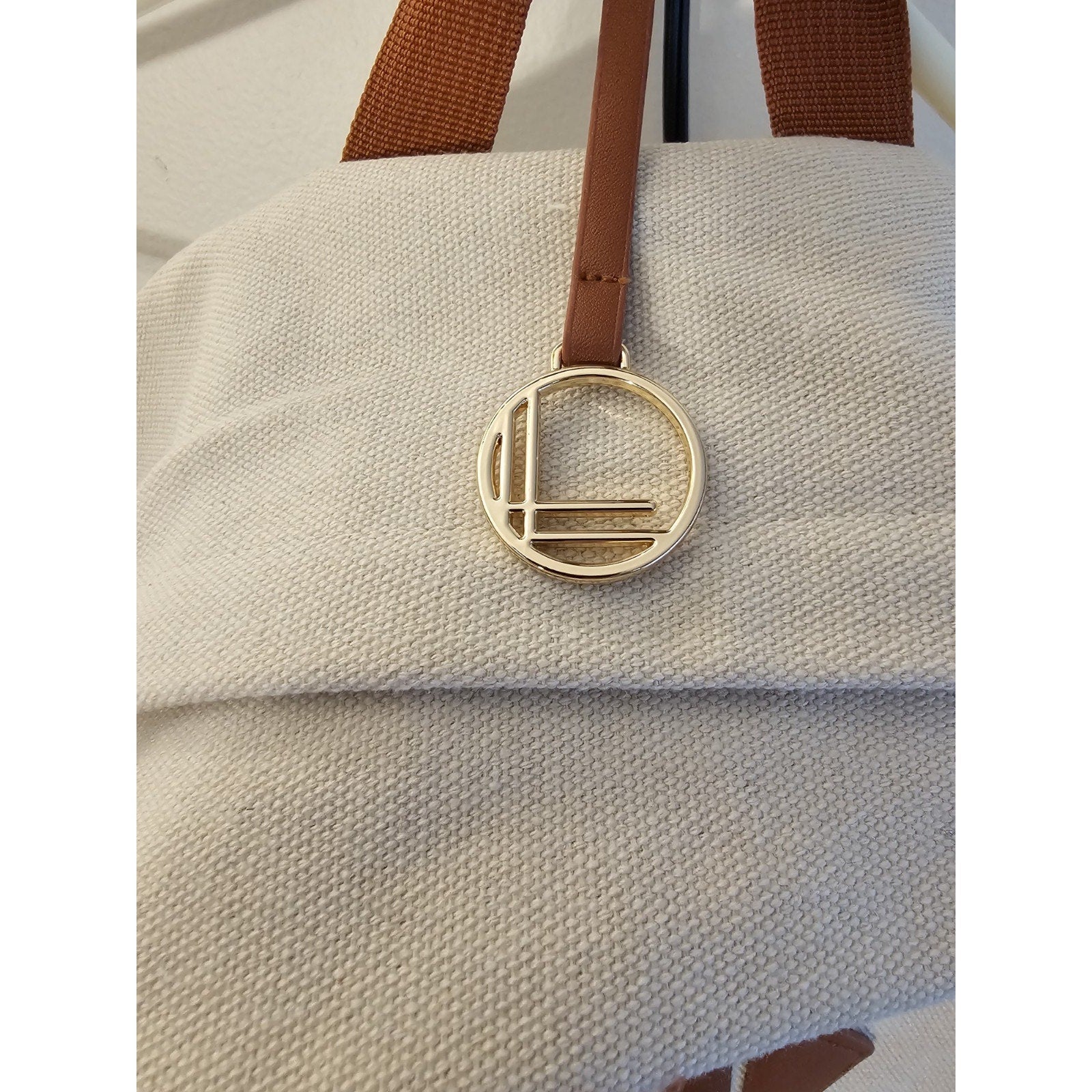 New Loulu Large Canvas Tan/Beige Backpack - Vegan Leather - with Bag