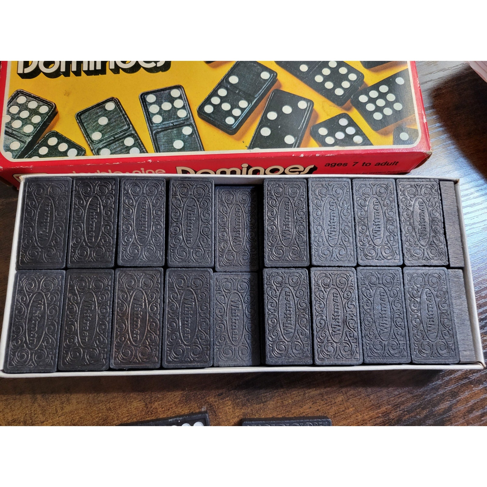 Vintage Double Nine Dominoes by Whitman - 4647 - 56 Piece - Red Box