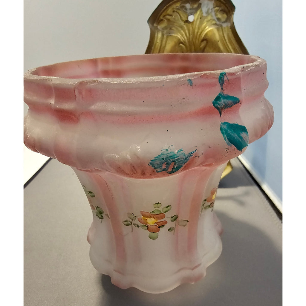 Antique/Vintage Brass Wall Sconce w/Purple & Pink Glass Shade Light Fixture