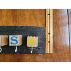 Custom Made Key Holder Out Of Children's Toy Building Blocks w/Letters and Car