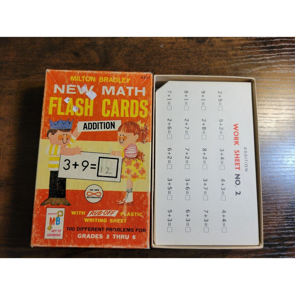 Vintage 1965 Milton Bradley New Math Flash Cards Addition #4591 Grades 2-6