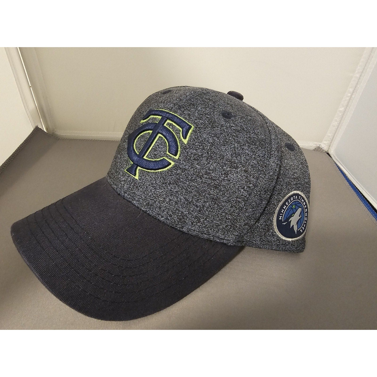 Minnesota Twins Hat/Cap - w/Timberwolves Logo - Grey and Green - Melonwear