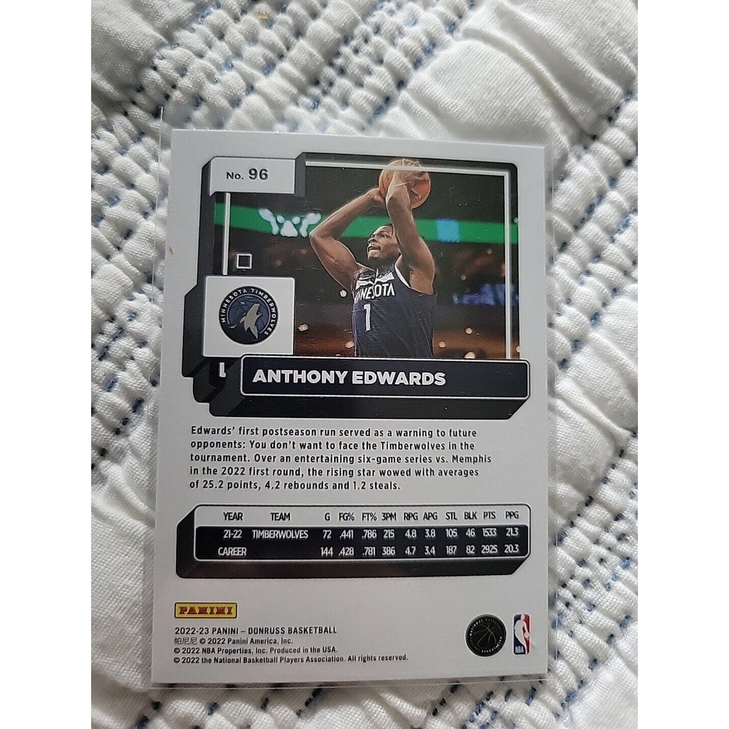 Anthony Edwards 2022-23 Donruss #96 - Minnesota Timberwolves