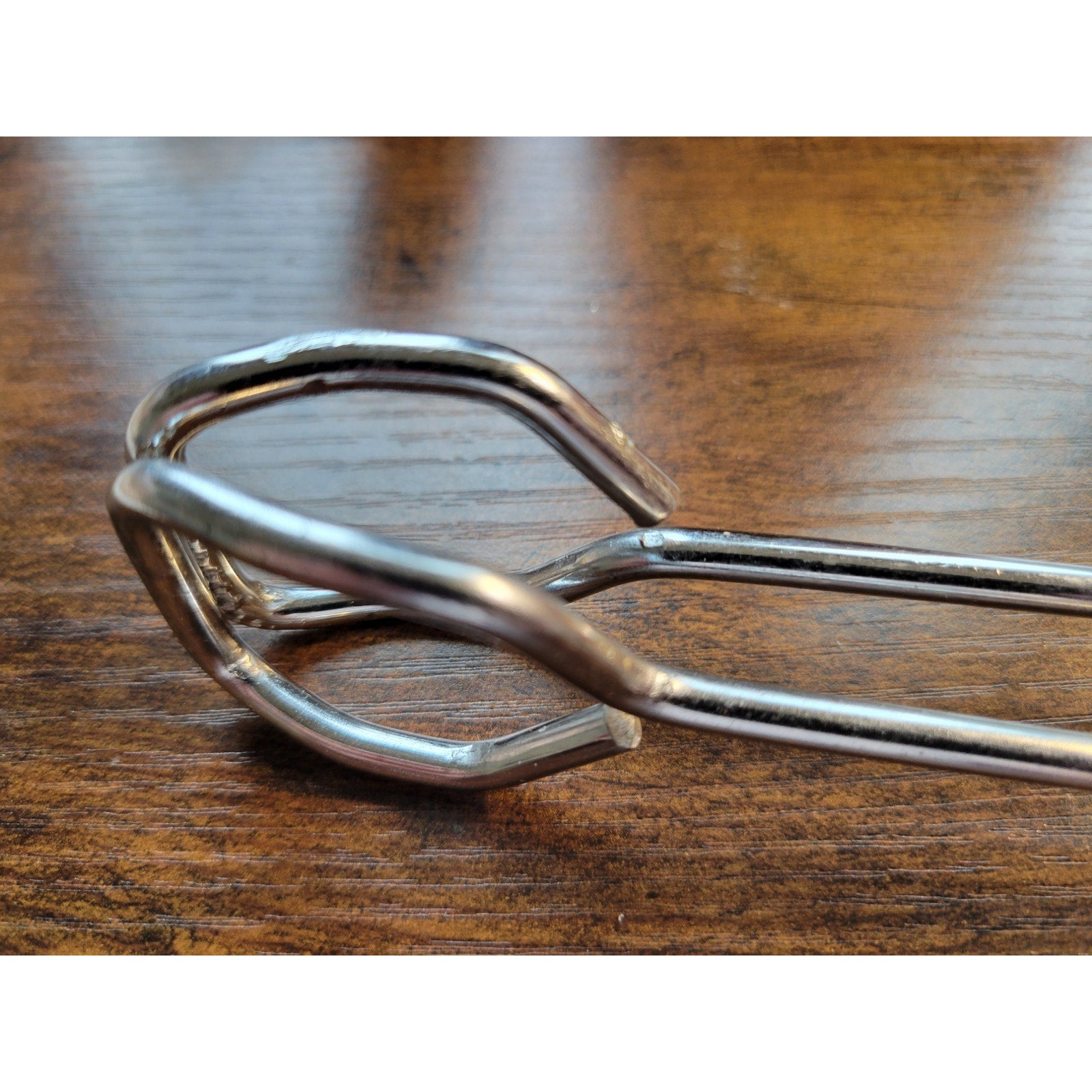 Vintage Light Blue/Grey Rubber Handle 10" Stainless Steel Tongs - Made in Taiwan