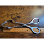 Silver Stainless Steel Salad Tongs - Spoon & Fork - 9" Long (used)