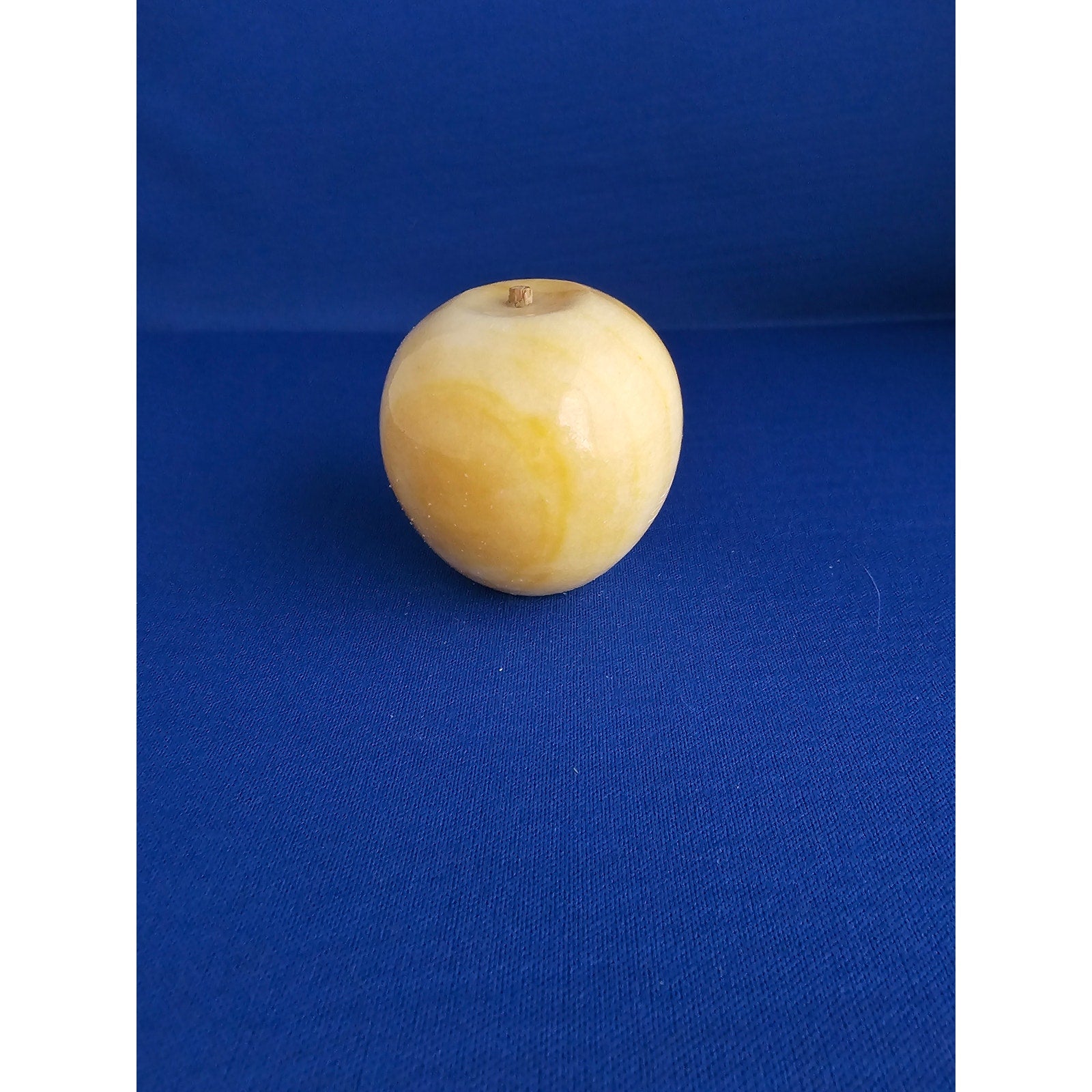 Vintage Alabaster Marble Carved Stone Fruit - Yellow Apple - 2-1/4" tall