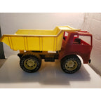Vintage Gay Toys 12" plastic Dump Truck 620 brown/yellow Goodyear Tracker