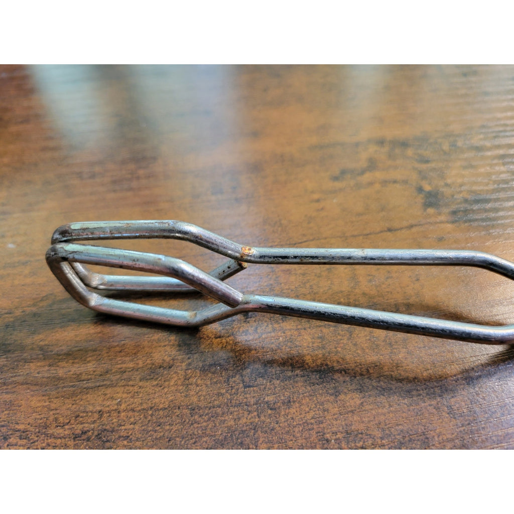 Vintage Yellow Plastic Handle 10" Stainless Steel Tongs - Made in China