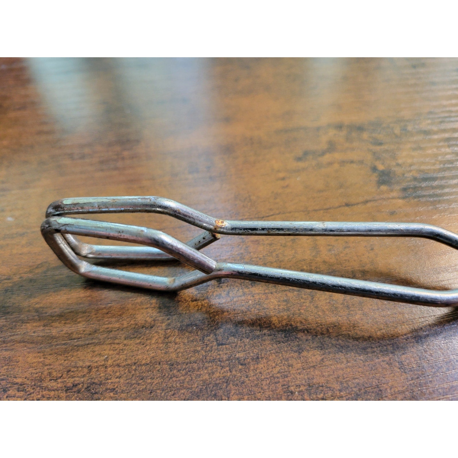Vintage Yellow Plastic Handle 10" Stainless Steel Tongs - Made in China