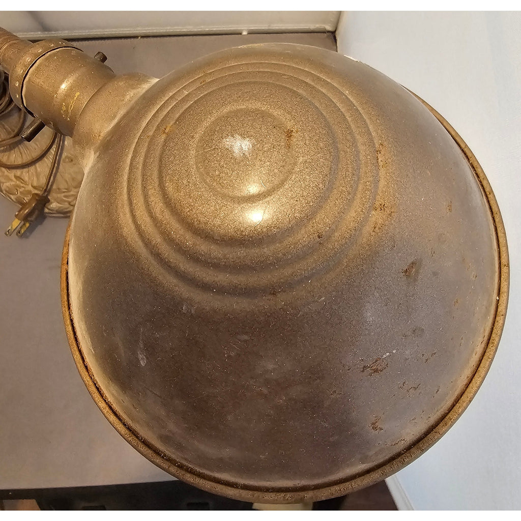 Antique Art Deco Cast Iron Gooseneck Desk Lamp - Works