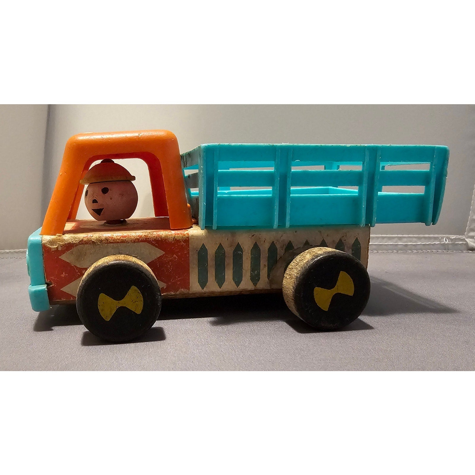 Vintage 1960's Fisher-Price #649 Stake Truck - FPT4306 - Aqua/Orange
