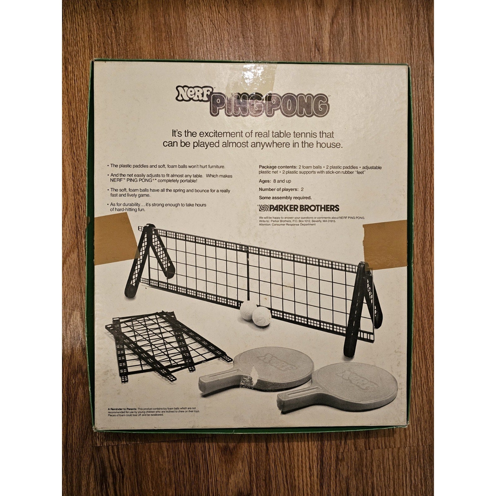 Vintage 1982 Official Nerf Ping Pong Game Original Box And Pieces Complete