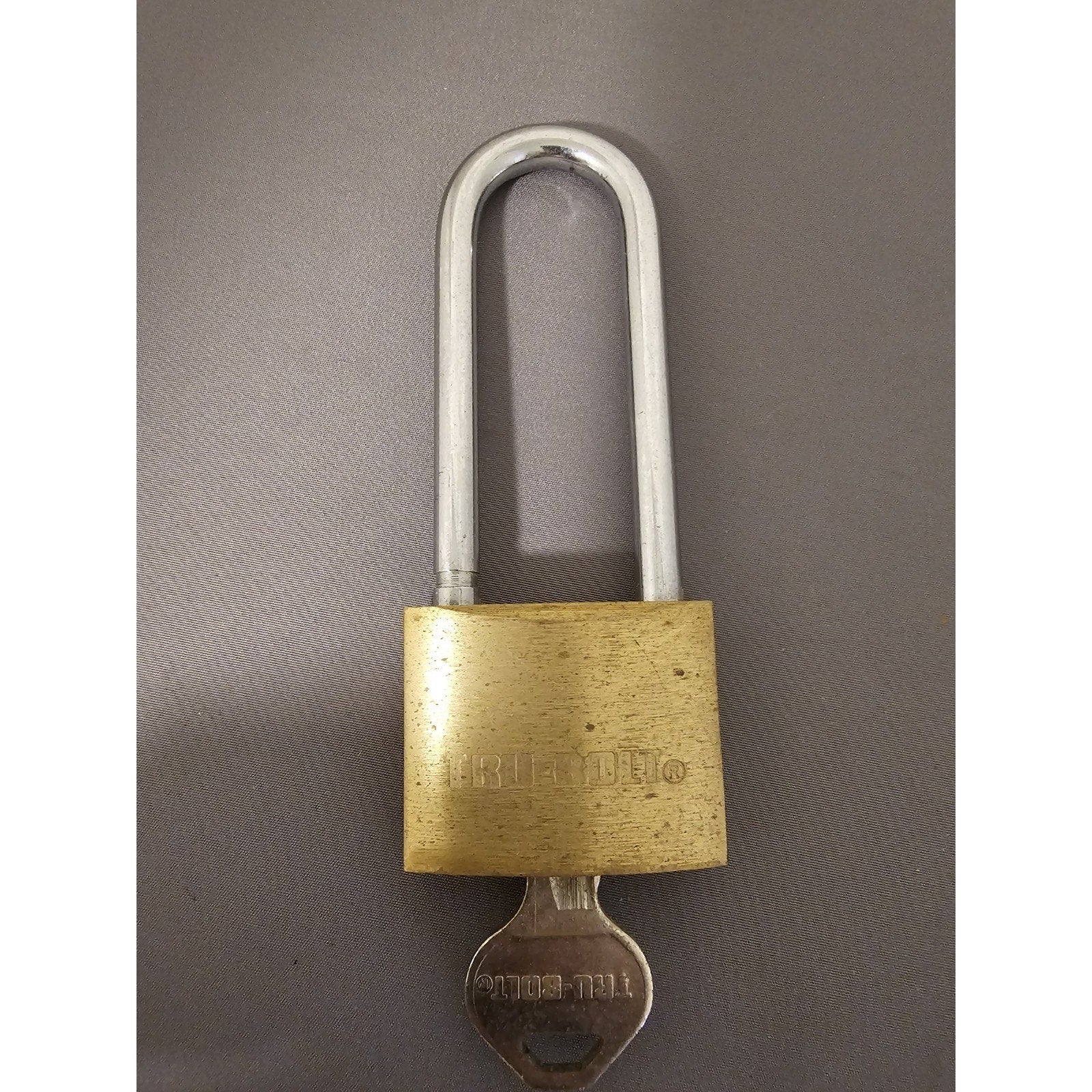 Vintage Tru-Bolt Brass 2-3/4" Longneck Padlock w/Key