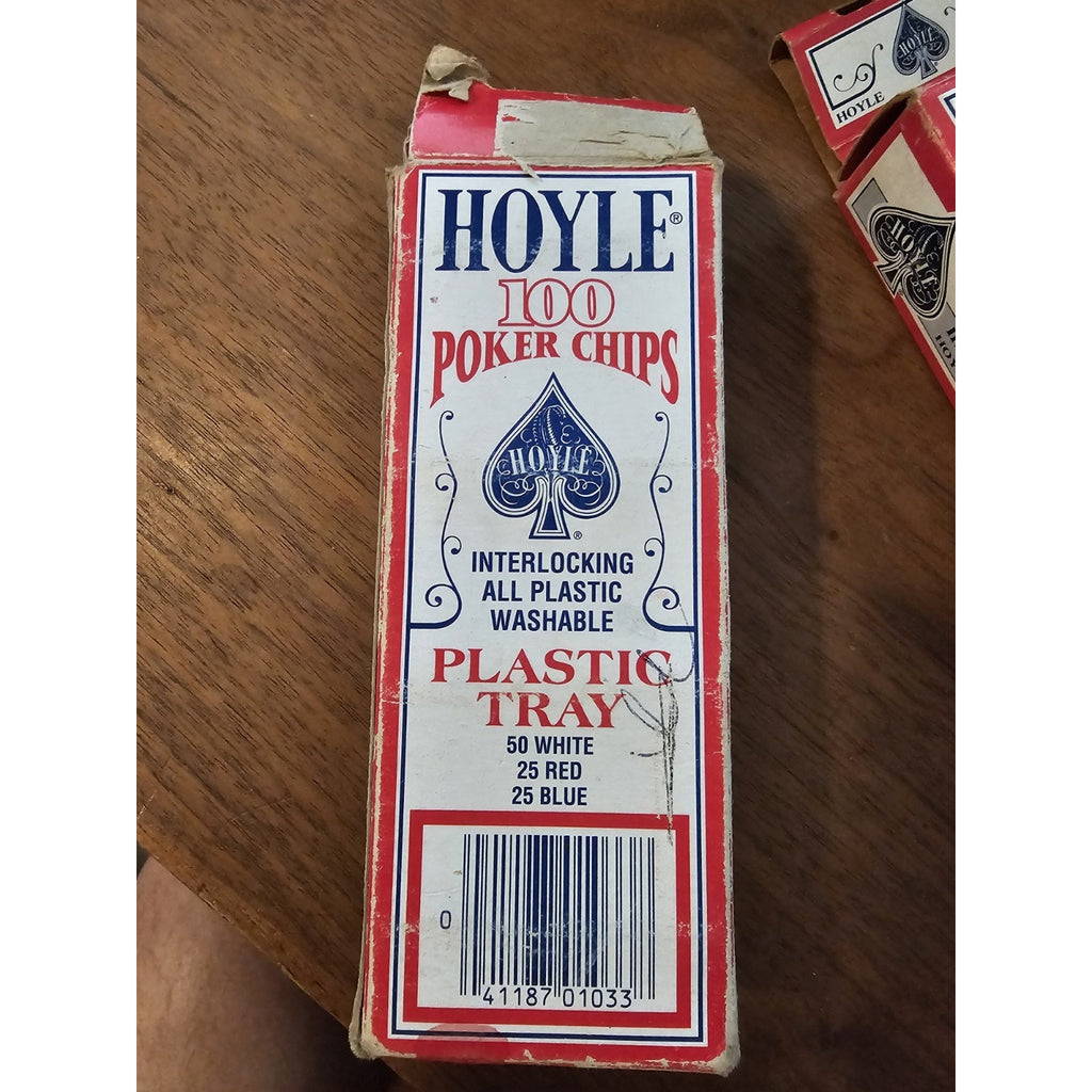Lot of 2 Vintage 1992 Hoyle 100 Count Poker Chips -Interlocking, All Plastic USA