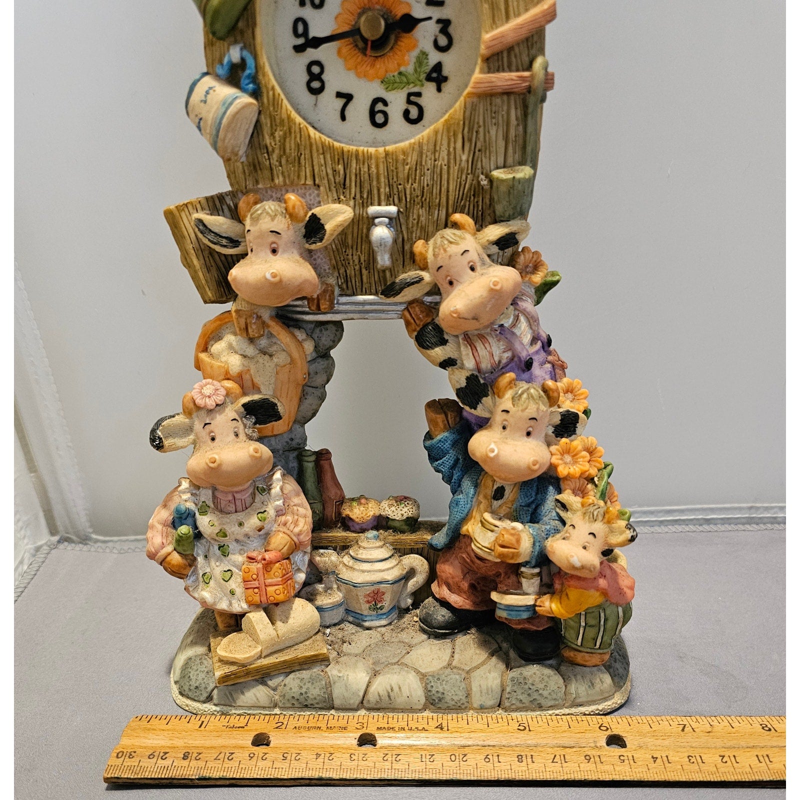 Vintage/1990's Cows Mantel/Shelf Pendulum Clock - Takehope Quartz - Parts Only