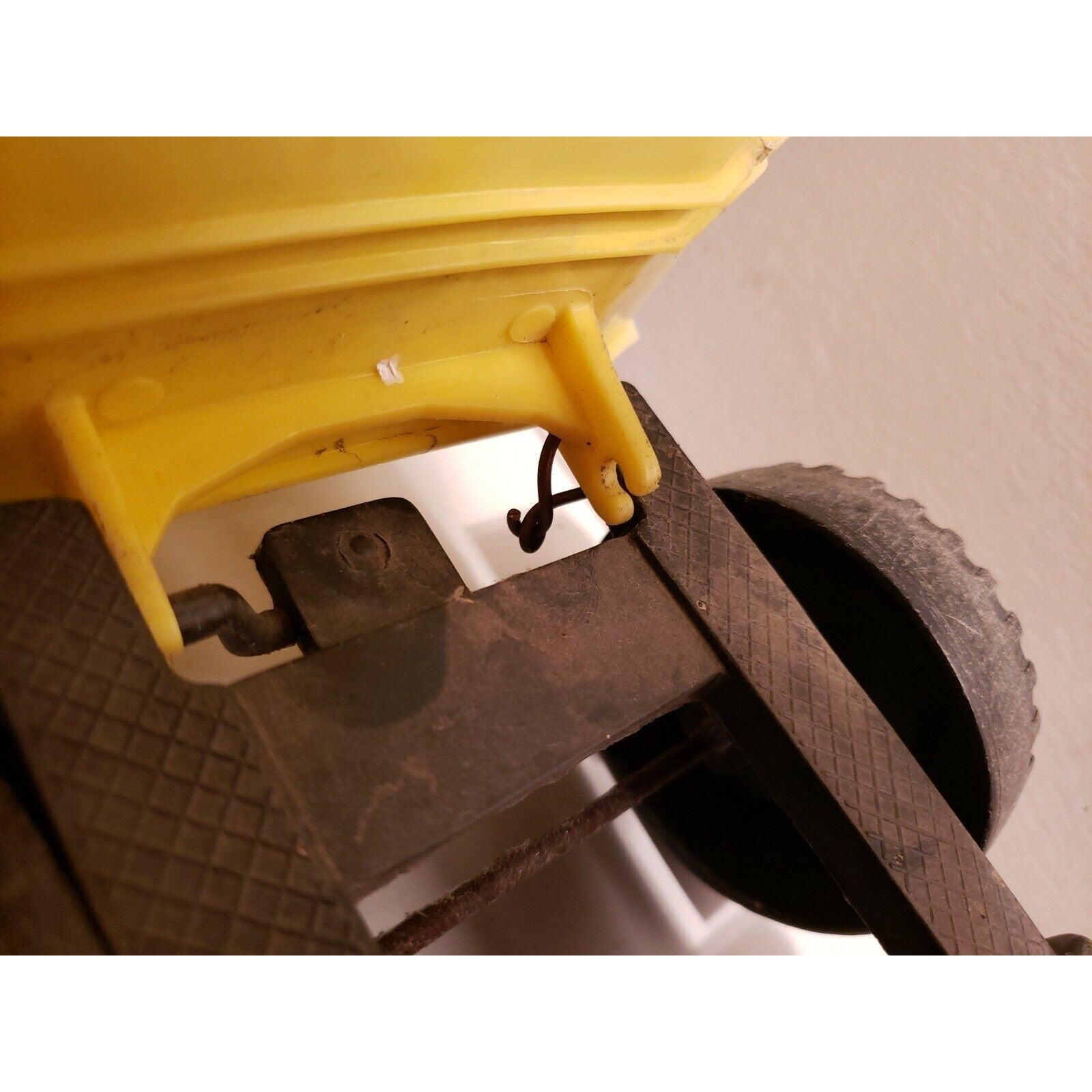 Vintage Gay Toys 12" plastic Dump Truck 620 brown/yellow Goodyear Tracker