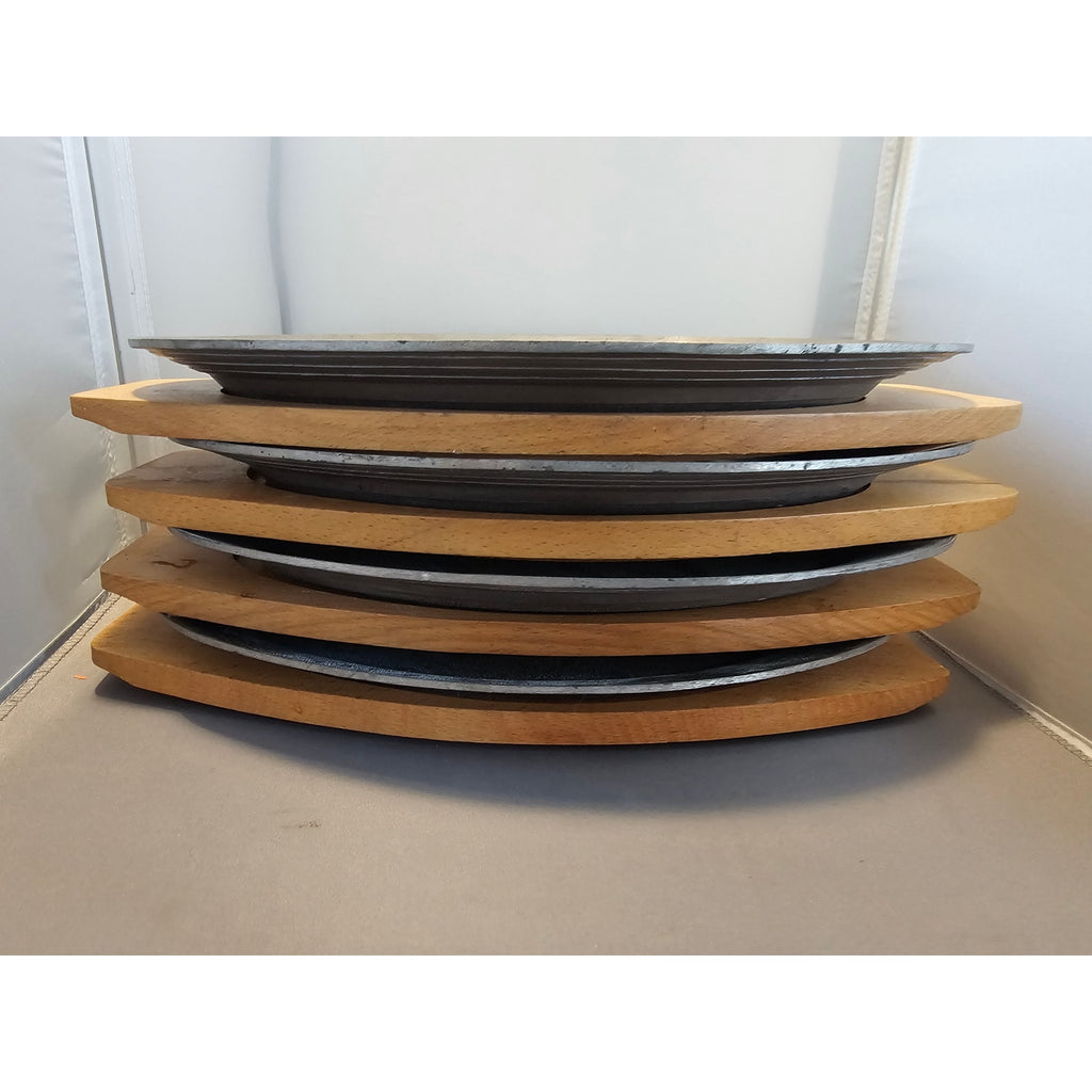 (4) Vintage Aluminum Housewares Platter Holder Steak/Fajita Server w/Wood-Japan