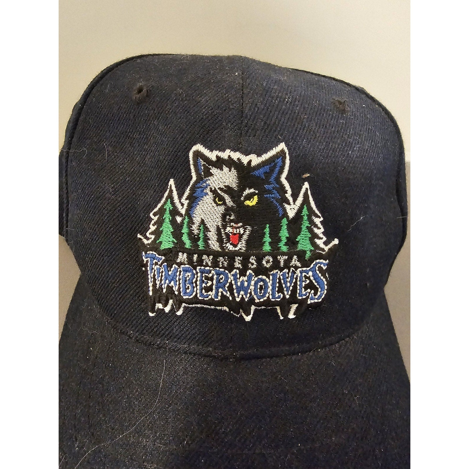 Minnesota Timberwolves Hat/Cap - American Needle Black "Trees" 1990's Logo - 7-3/8"