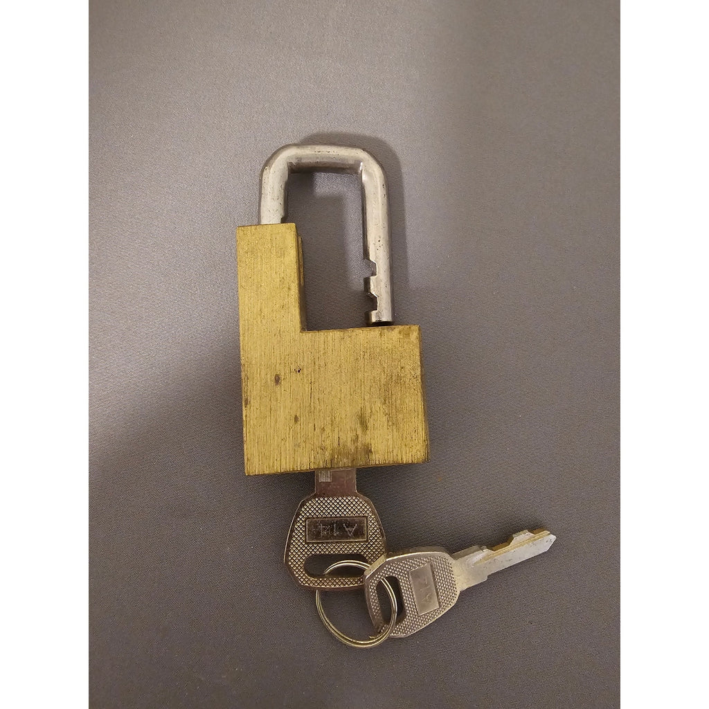 Vintage Brass Trailer Coupler Padlock w/CCP Keys - 1-1/2" x 1-1/2" - works great