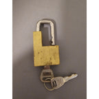 Vintage Brass Trailer Coupler Padlock w/CCP Keys - 1-1/2" x 1-1/2" - works great