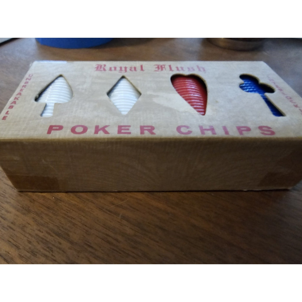 Vintage 100 Royal Flush Interlocking Unbreakable Poker Chips w/Original Box