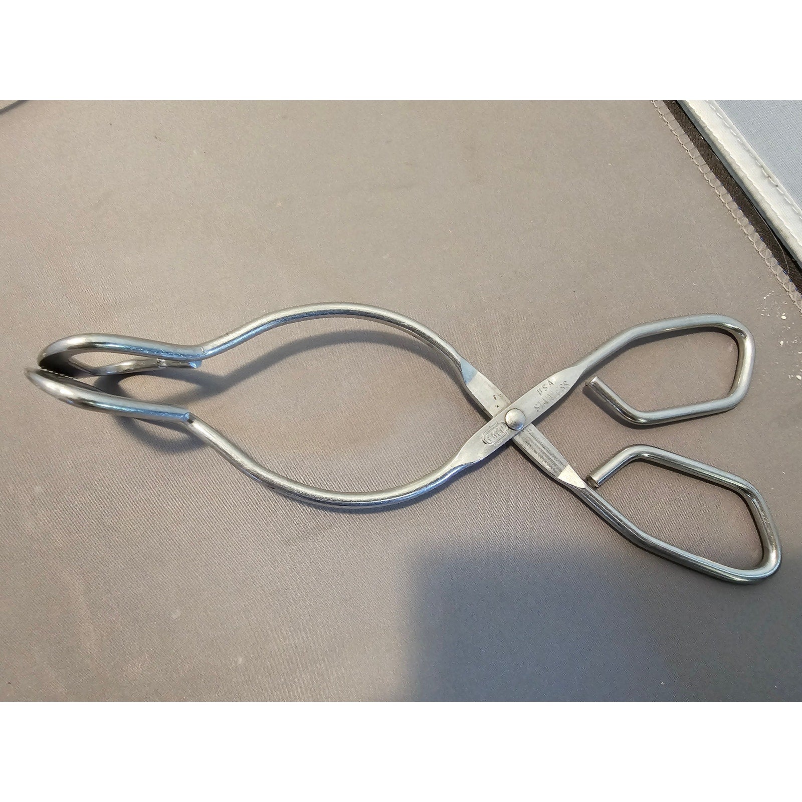 Vintage Ekco 7-3/4" (inch) Stainless Steel Tongs - USA