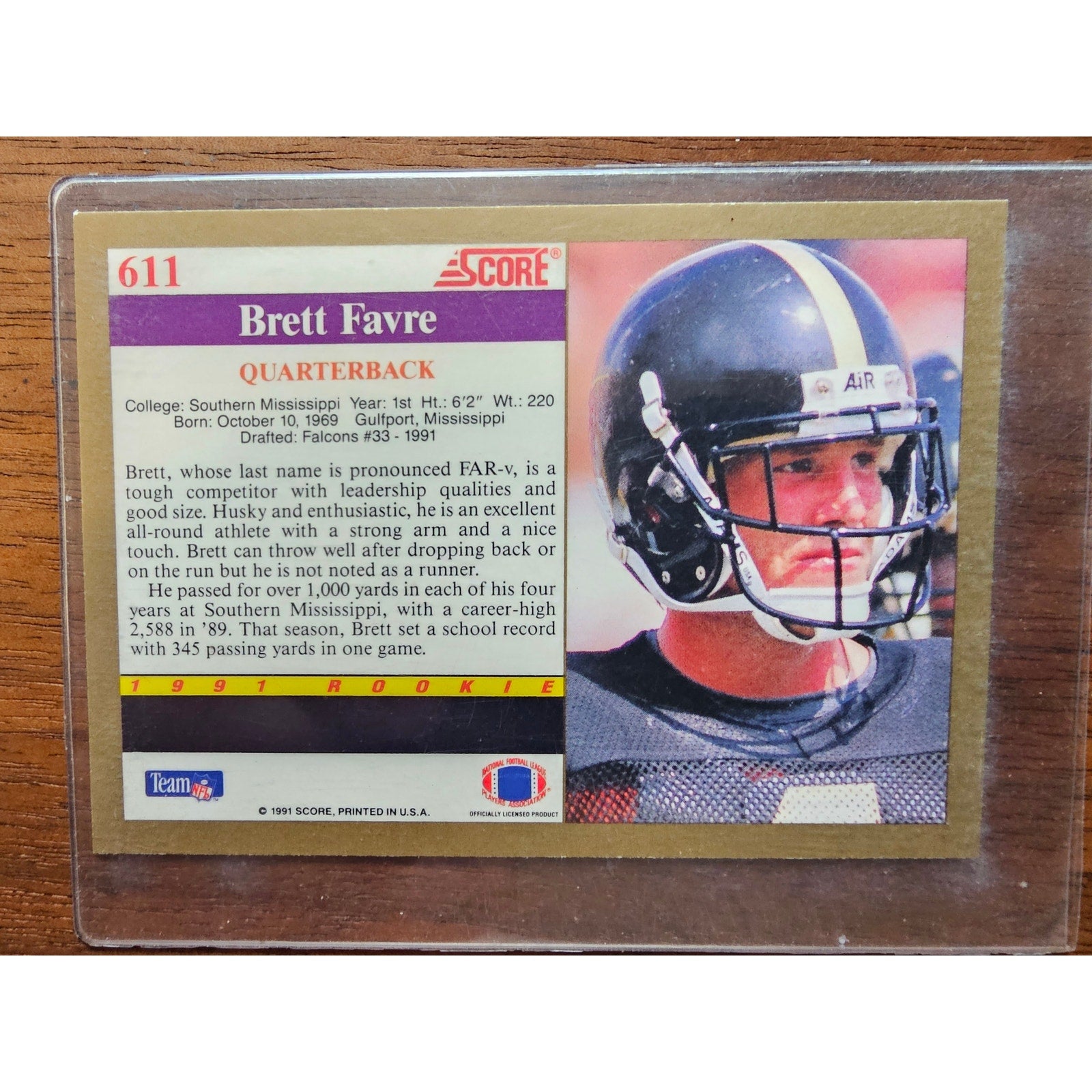 1991 Upper Deck #13 Brett Favre - Rookie - Falcons/Packers - NFL - Fresh Pull