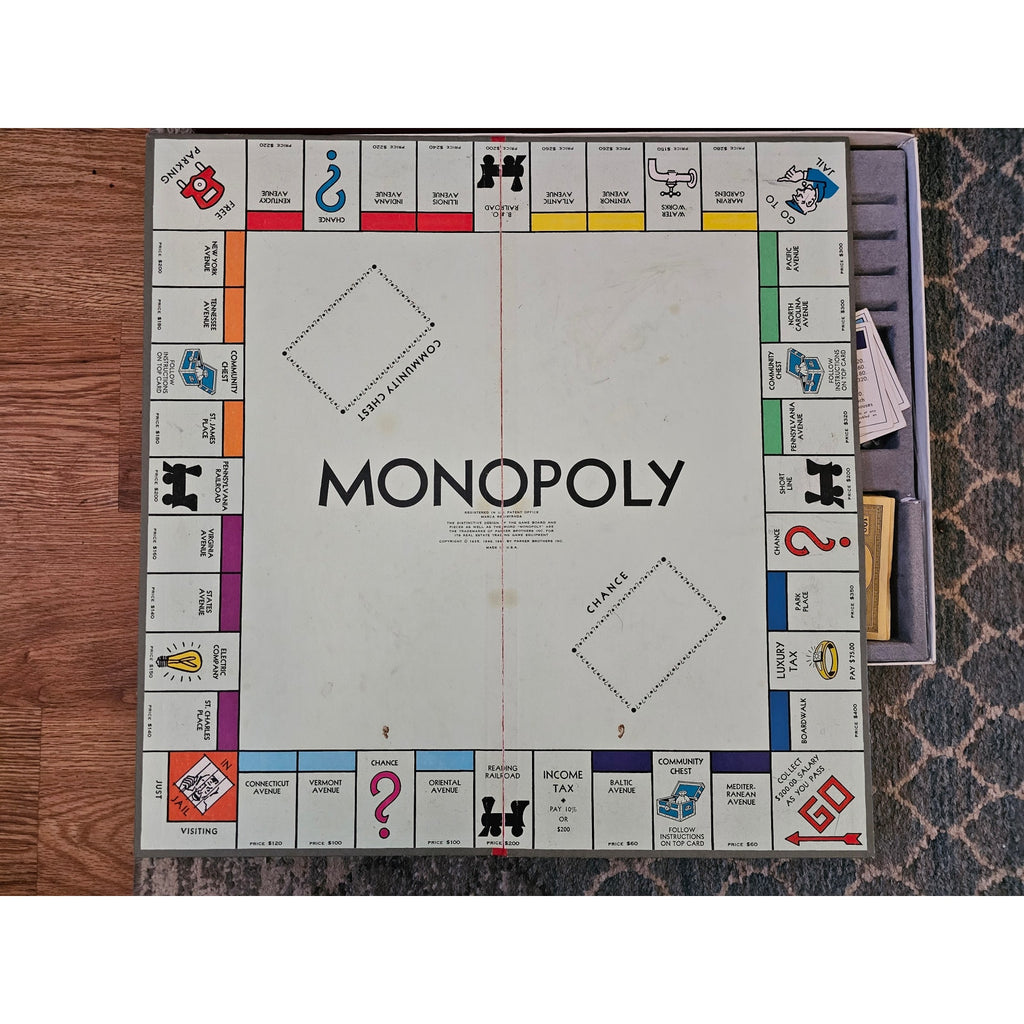 Vintage 1964 Monopoly Game Parker Bros - Big Red Box - Complete - One Owner!