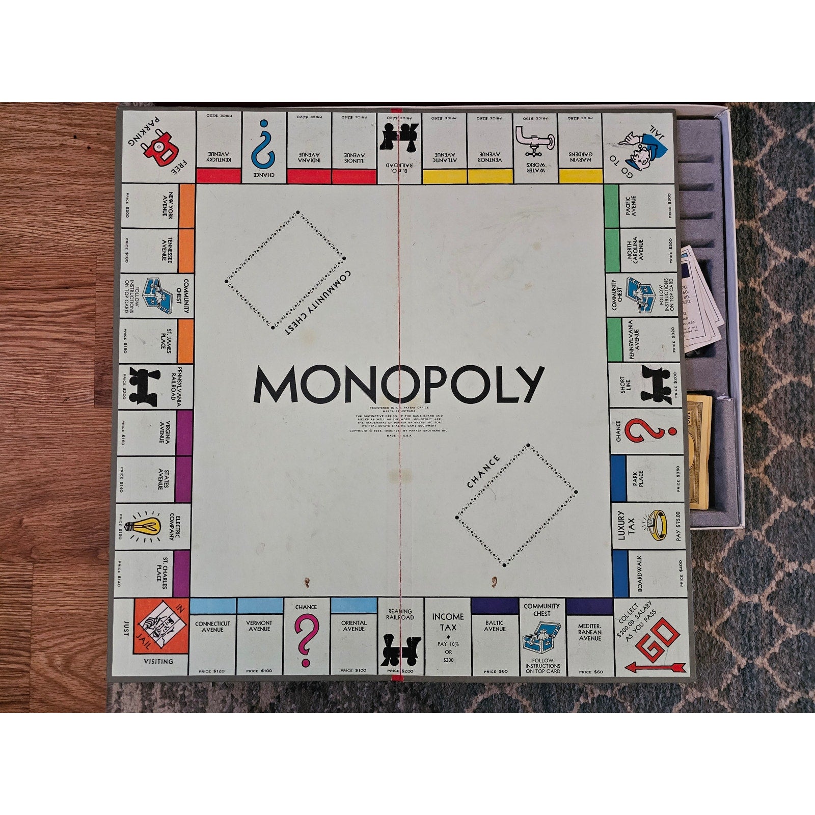 Vintage 1964 Monopoly Game Parker Bros - Big Red Box - Complete - One Owner!