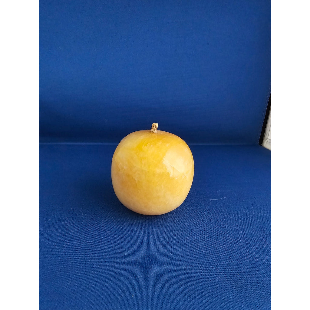 Vintage Alabaster Marble Carved Stone Fruit - Medium 2-1/2" tall - Apple Yellow