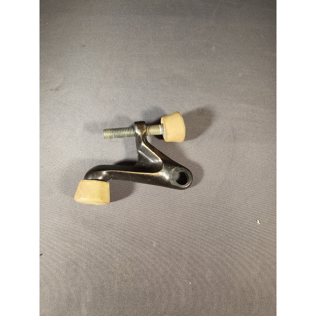 Vintage Cast Iron Antique Bronze Hinge Pin Door Stopper - Ivory Rubber Pads