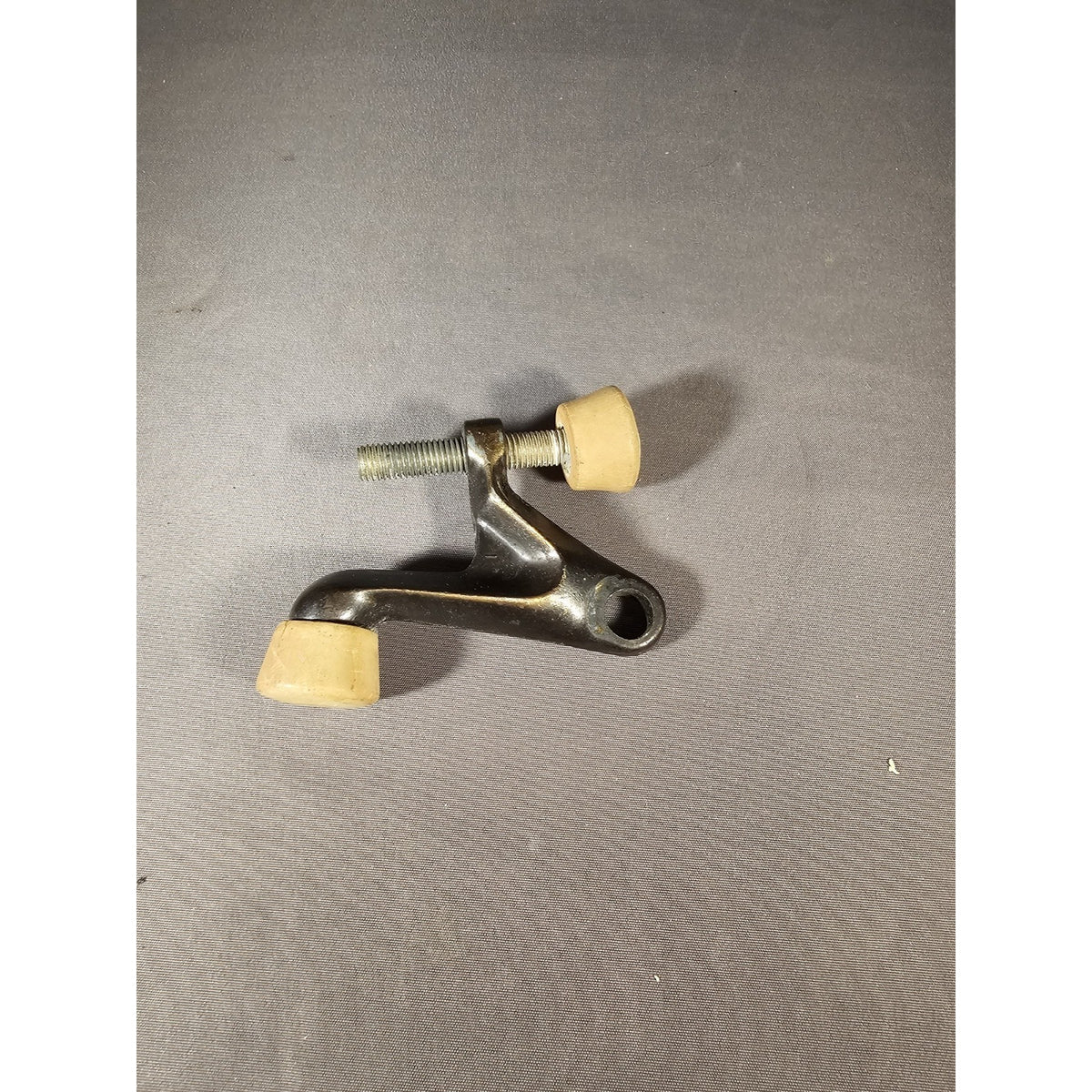 Vintage Cast Iron Antique Bronze Hinge Pin Door Stopper - Ivory Rubber Pads