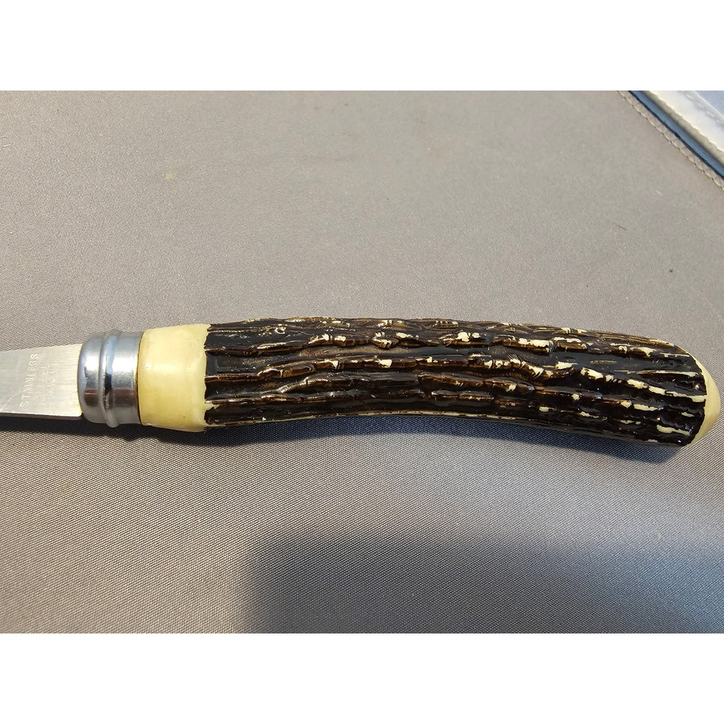 Vintage 2-Prong Meat Serving/Carving Fork w/Antler Style Handle - Japan