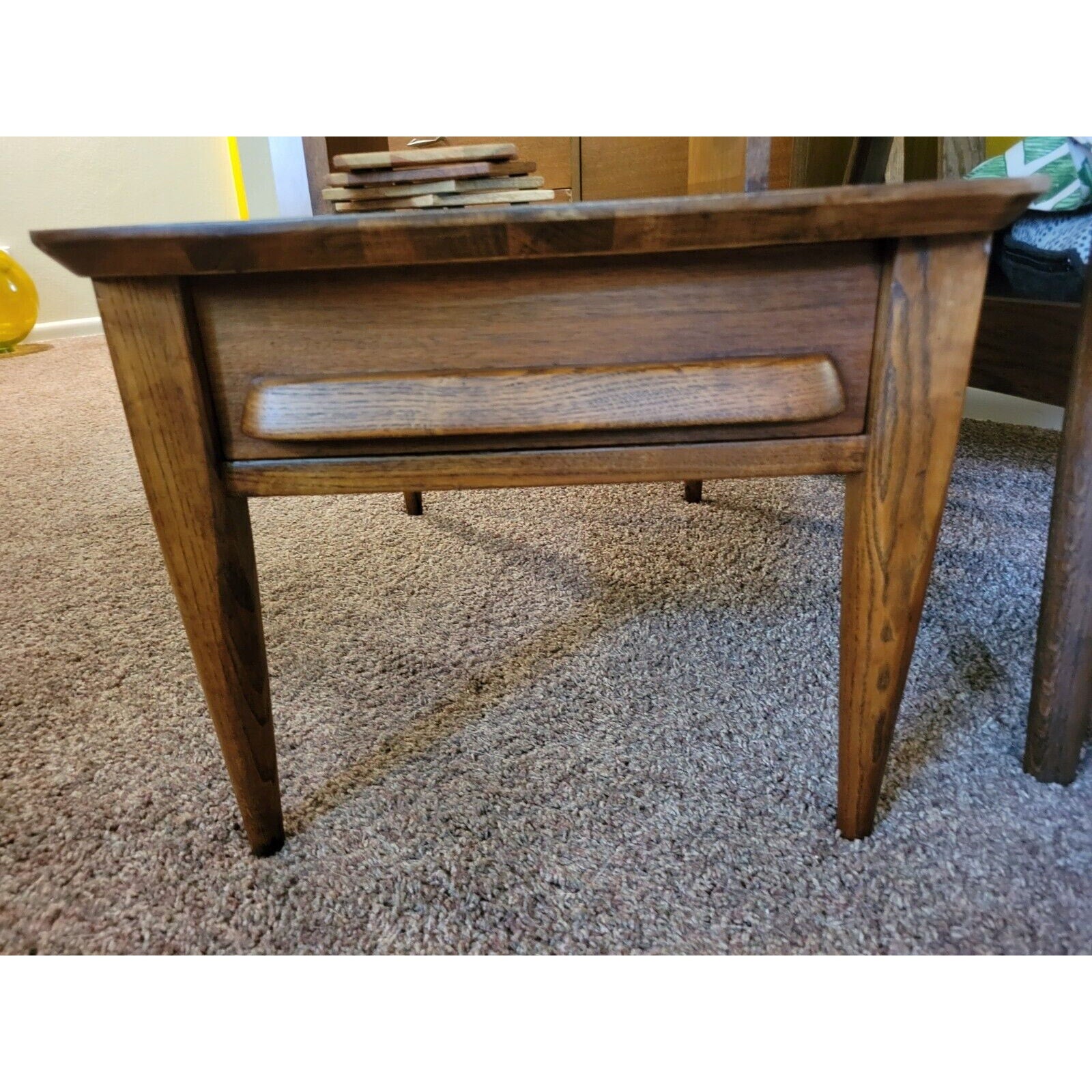 Mid Century Modern Stanley 2-Tiered Walnut & Burlwood End/Step/Side Table - 254