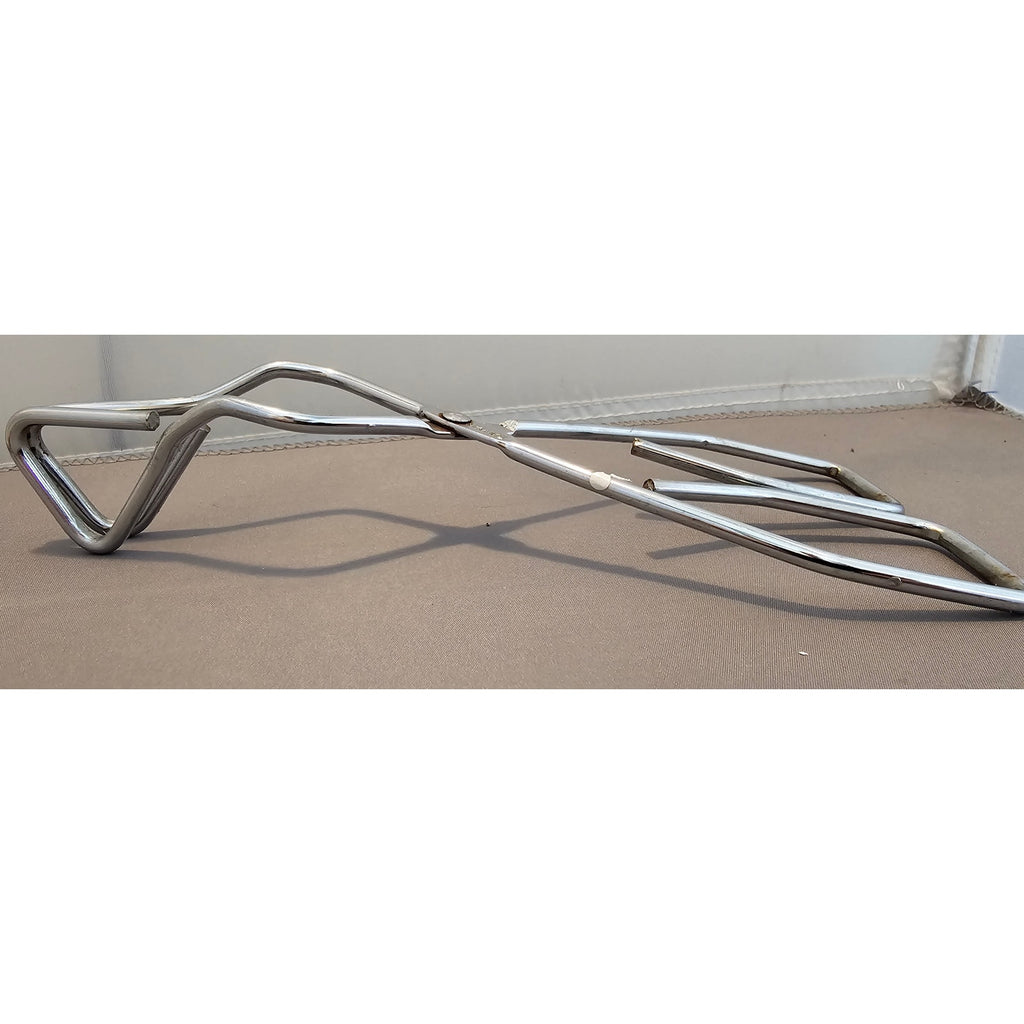 Vintage 8" Angled Stainless Steel Tongs - Made in Taiwan