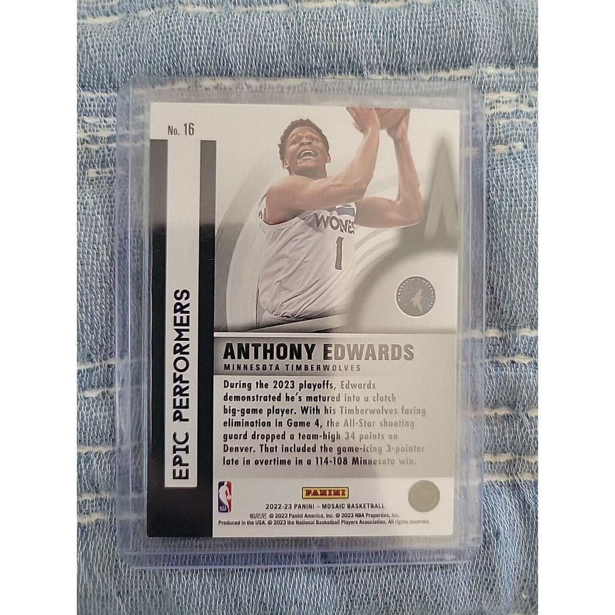 Anthony Edward's 2022-23 Panini Mosaic #16 - Epic Performers - Timberwolves