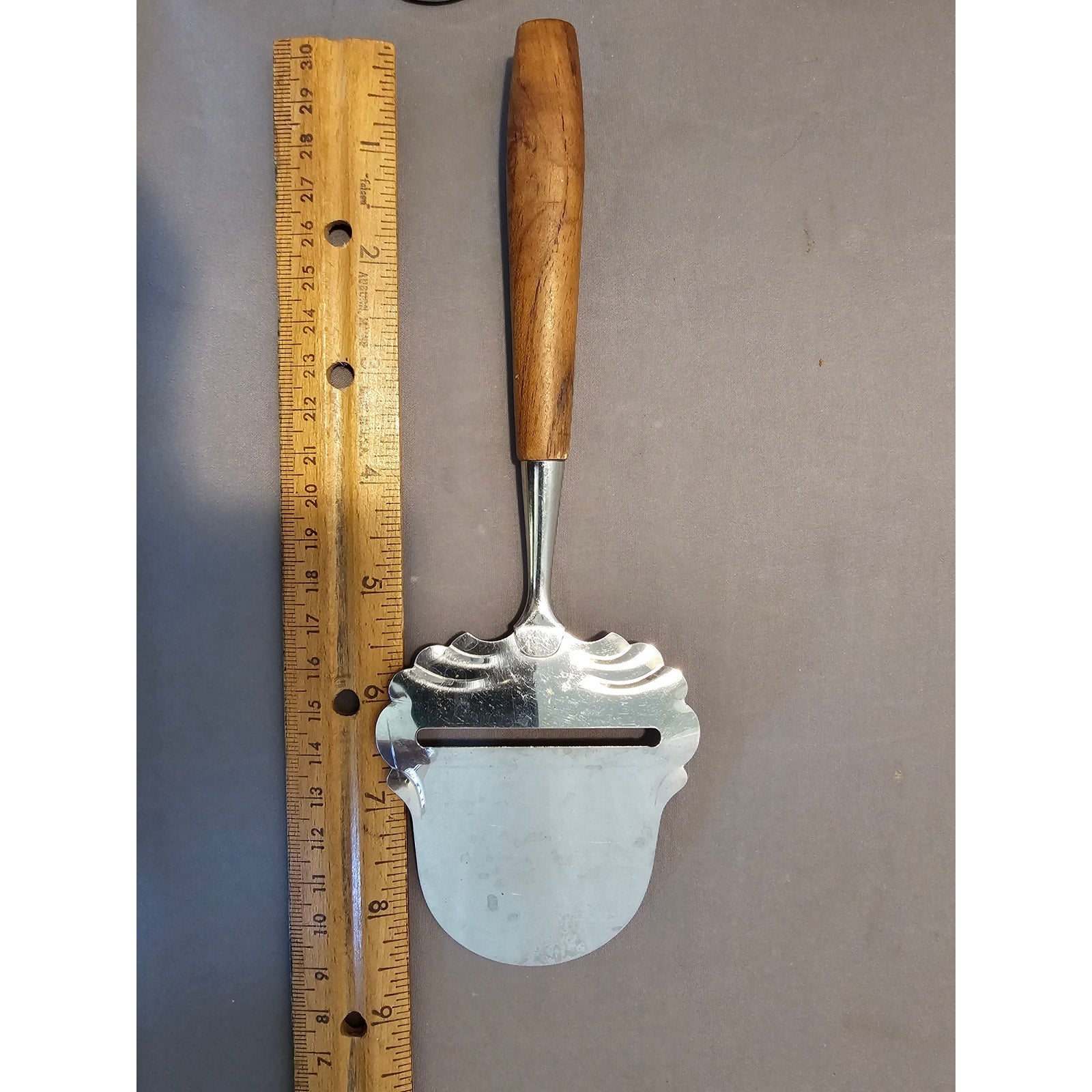 Vintage SPAR Norge Stainless Steel Cheese Slicer/Server - Wood Handle - Norway