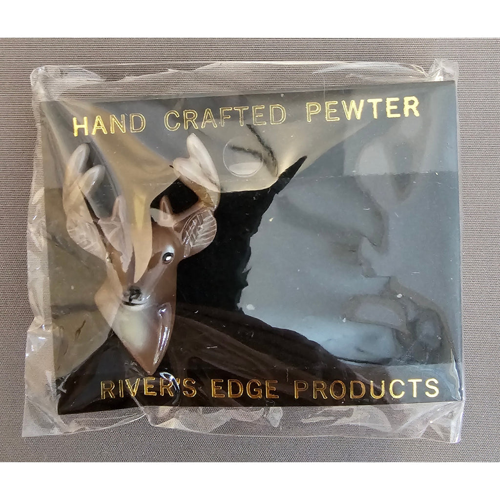 Vintage River's Edge Pewter "Buck" Pinback - Deer Head, Hand Crafted - No. 230