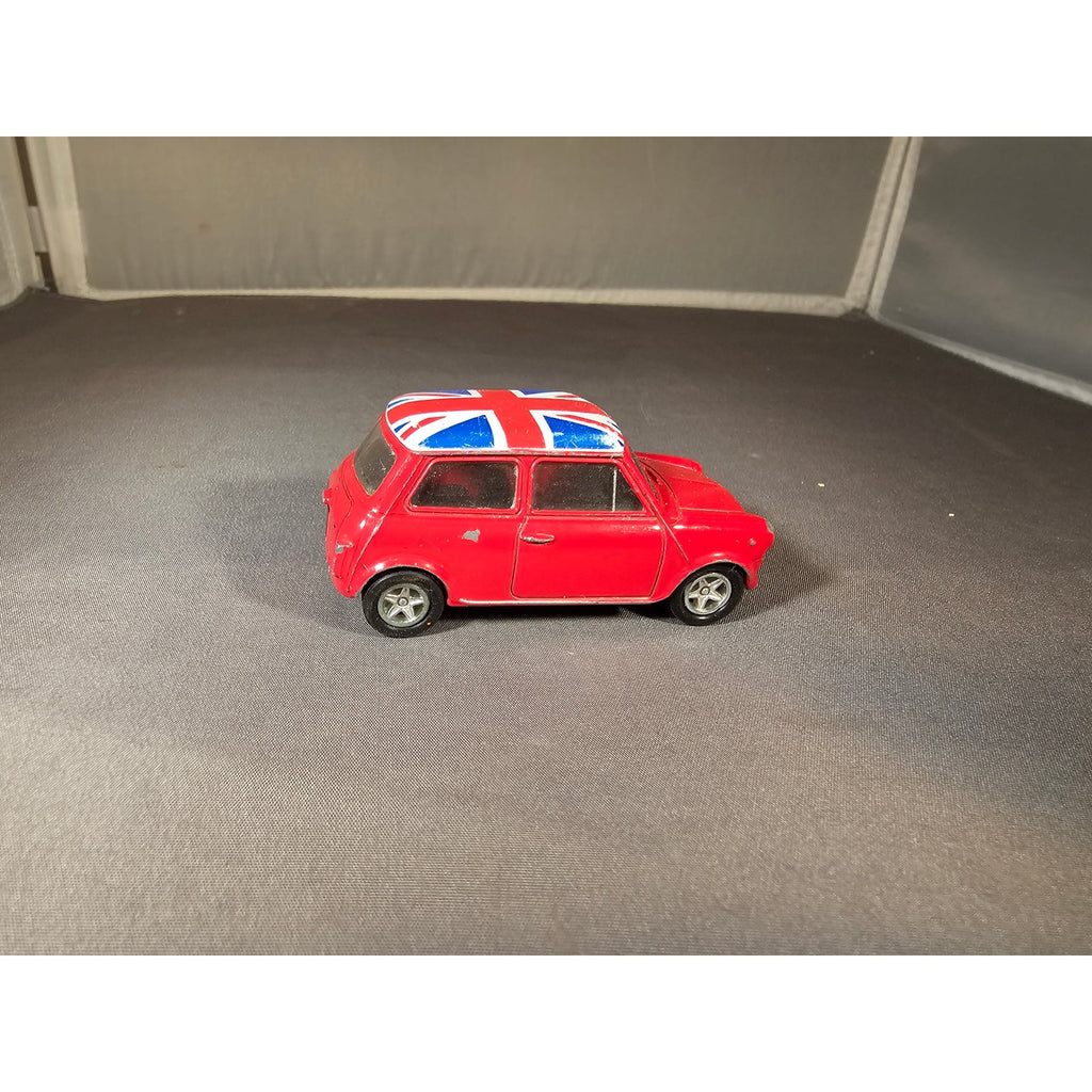 Welly No. 58242 - Red Mini Cooper 1300 w/Union Jack Flag on Roof - loose