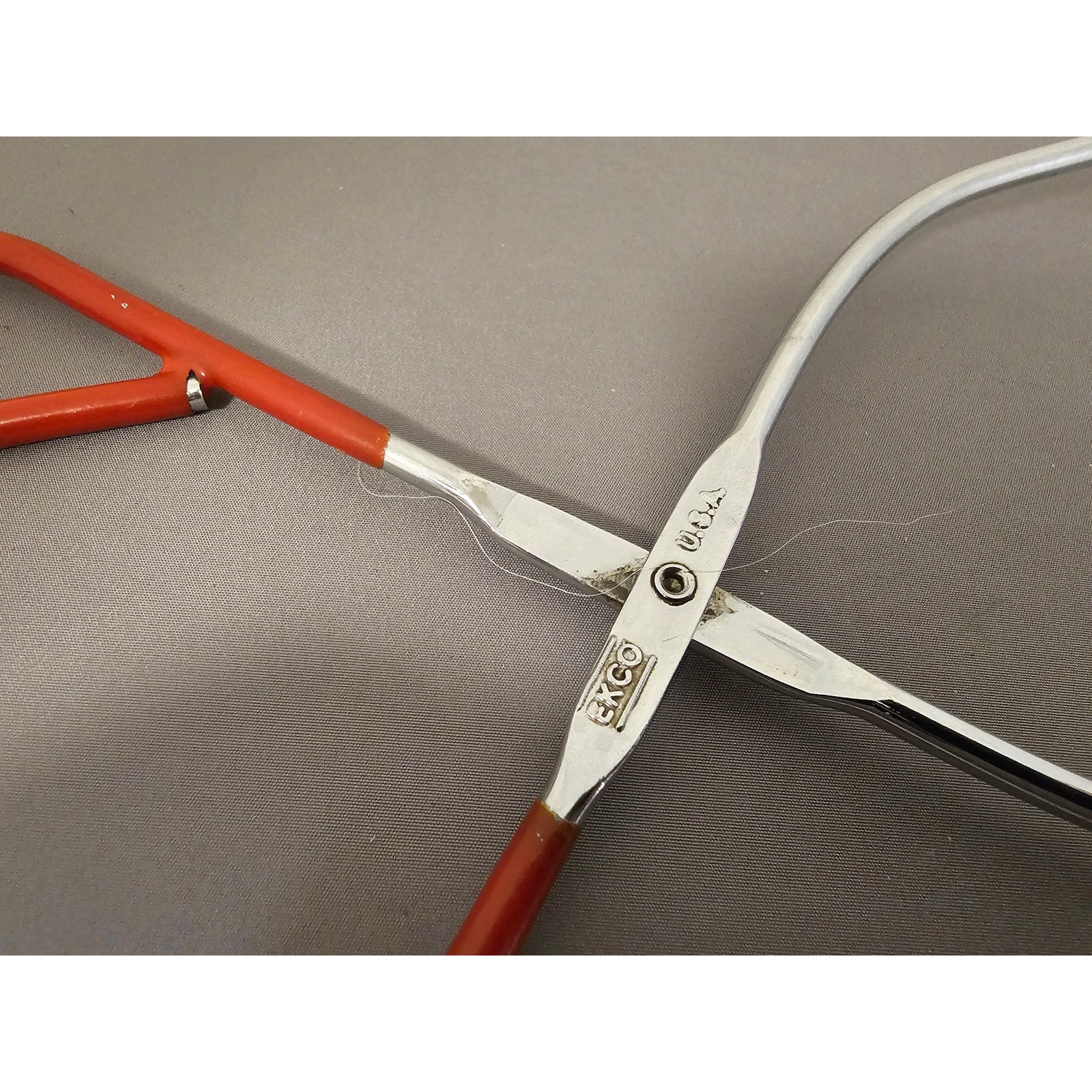 Vintage Ekco 10-1/2" Red Rubble Handle Stainless Steel Tongs - USA