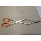 Vintage Ekco 10-1/2" Red Rubber Handle Stainless Steel Tongs - USA