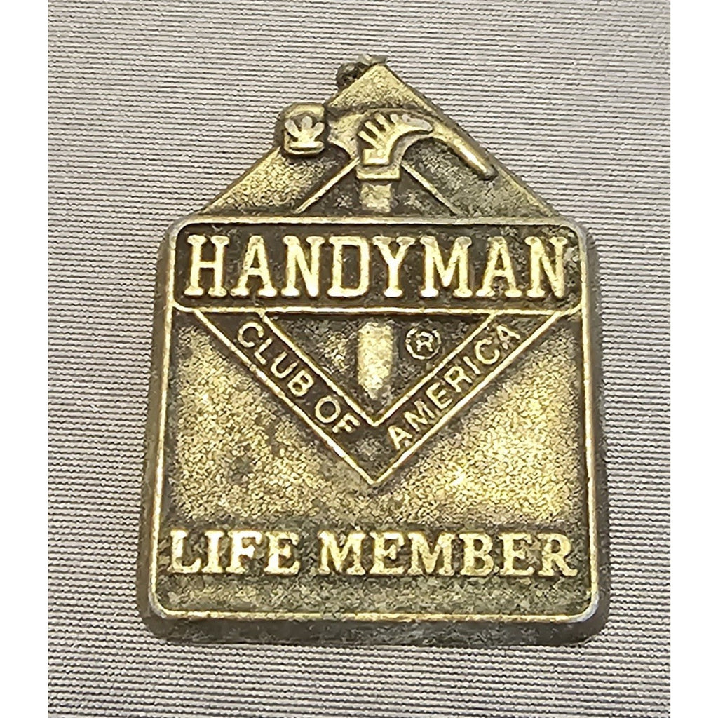 Vintage Handyman Club Of America (HCoA) Life Member Hammer Logo Brass Key Fob