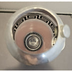 Vintage/MCM Greek Key Pink Striped Black Bar/Cocktail Shaker 9-1/4 " Tall