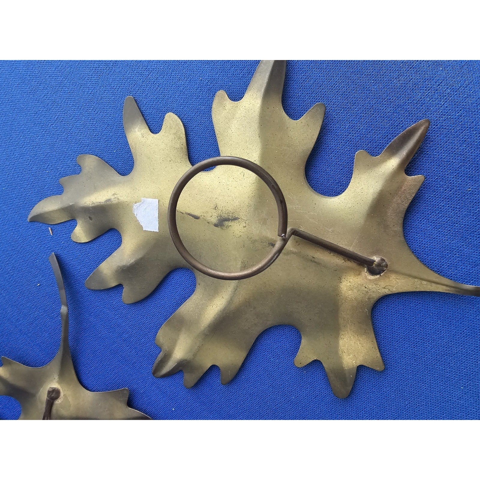 3 Vintage Gold Tone Metal Maple Leaves - 8 in - Home Wall Decor Fall/Autumn