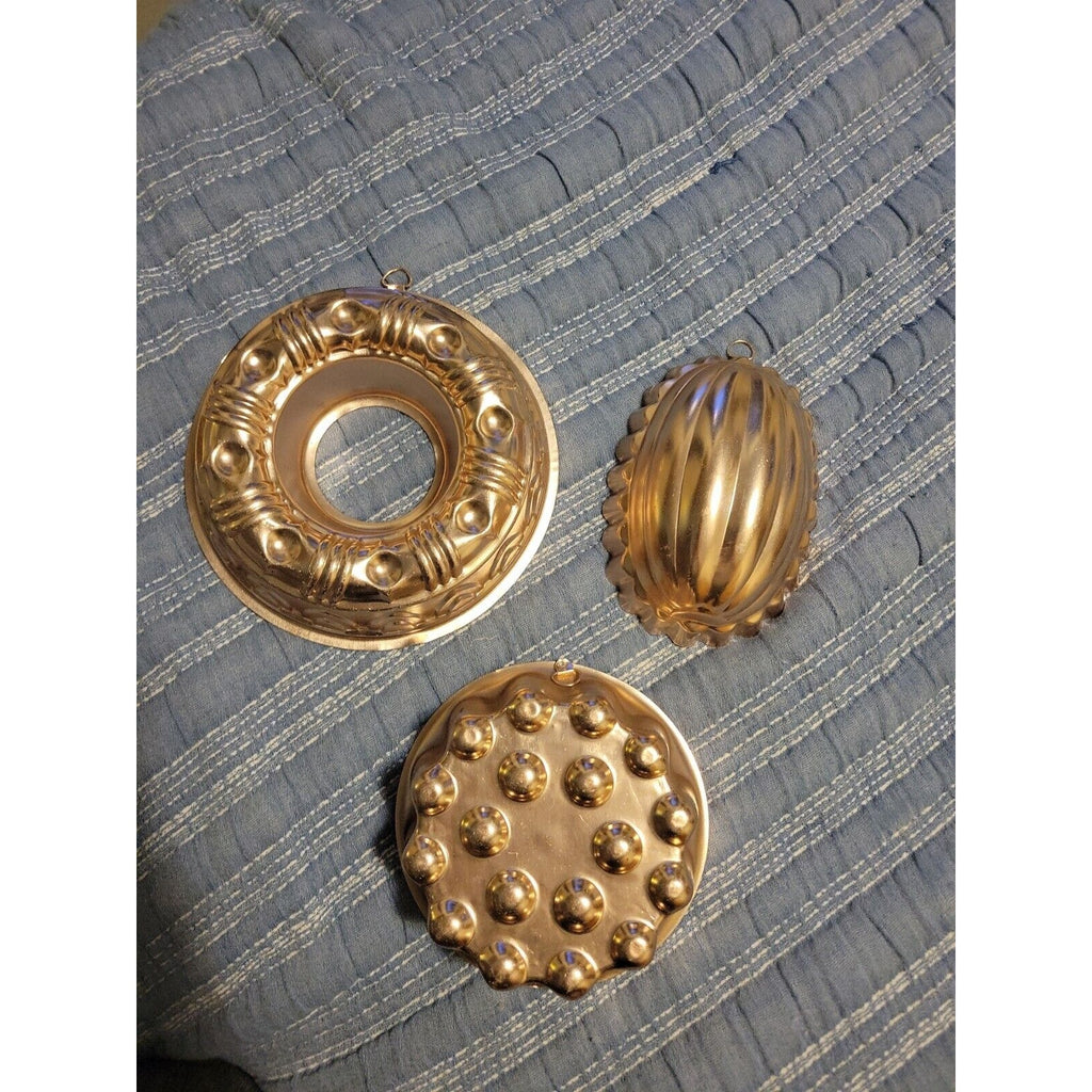 Set of 3 Mid Century Copper Molds Wall - 9-1/2" (3-1/2 cups, 7" (2-1/2) & 4 cups